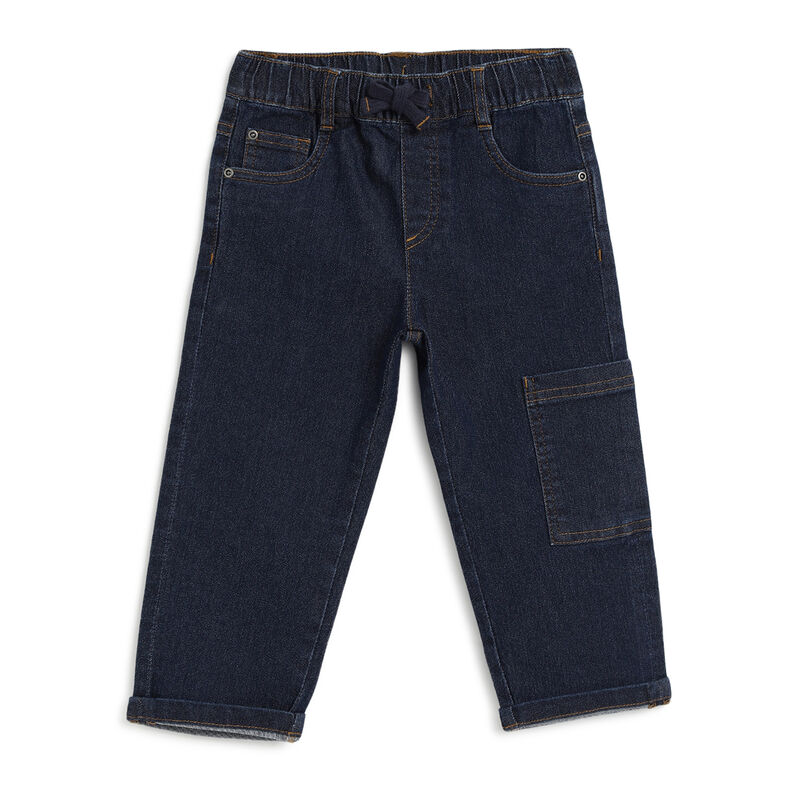 Boys Dark Blue Solid Long Trousers image number 0